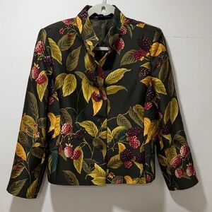 Linda Allard Ellen Tracy Women’s Fruit Silk Wool Berry Blazer Jacket 14P Artsy